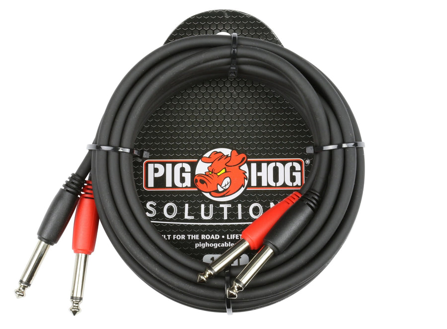Pig Hog Dual 1/4" Mono Cable 10 ft