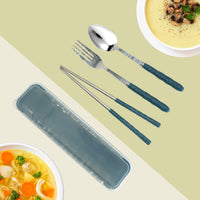 Travel Cutlery Set – Steel Fork, Spoon & Chopsticks
