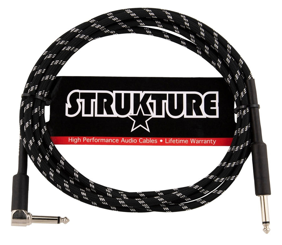 Strukture Right Angle Cable – 10ft Black/Silver