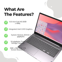 Lenovo IdeaPad 3i Chromebook 15.6" FHD Intel Celeron Laptop - 4GB Memory with 64GB eMMC Storage (Artic Grey) and Polyester Fiber Laptop Bag